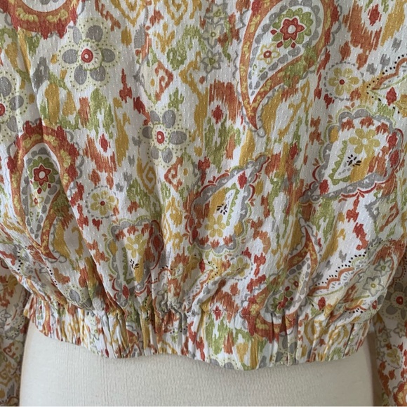 Christian Siriano Longsleeve V-Neck faux wrap top w/Ikat, paisley + floral print - Picture 8 of 10